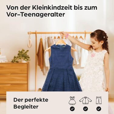 Дерев'яні вішалки для дитячого одягу з гачком, поворотні на 360° - набір 10 шт. - Міцне букове дерево з сертифікацією FSC® - Ідеальний порядок для дитячого одягу