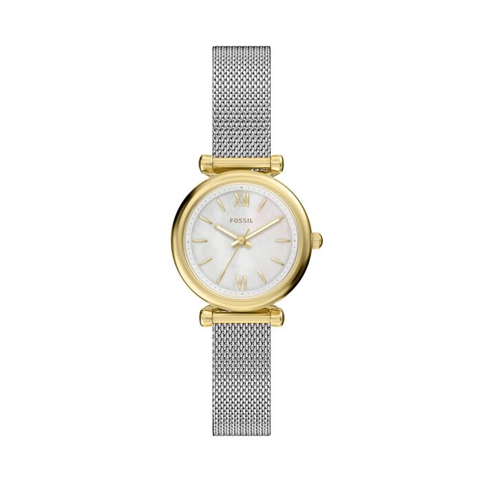 Жіночий наручний годинник Fossil Carlie, золотистий кварцовий механізм, сталевий браслет (28 мм, Rich Gold)