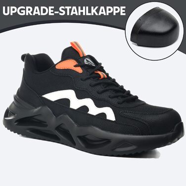 Черевики робочі чоловічі/жіночі. Легкі спортивні захисні черевики з металевим підноском. Дихаючі, неслизькі. Розміри EU 37-46 (40 EU, чорний)