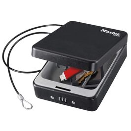 Компактний сейф Master Lock P005CEURBLKHRO з кодовим замком та сталевим тросом для цінностей, документів та смартфонів, Small