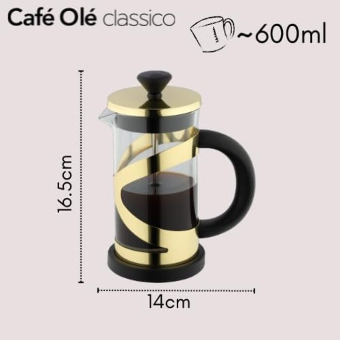 Кавоварка French Press Café Olé Classico, 6 чашок, нержавіюча сталь, золотий колір