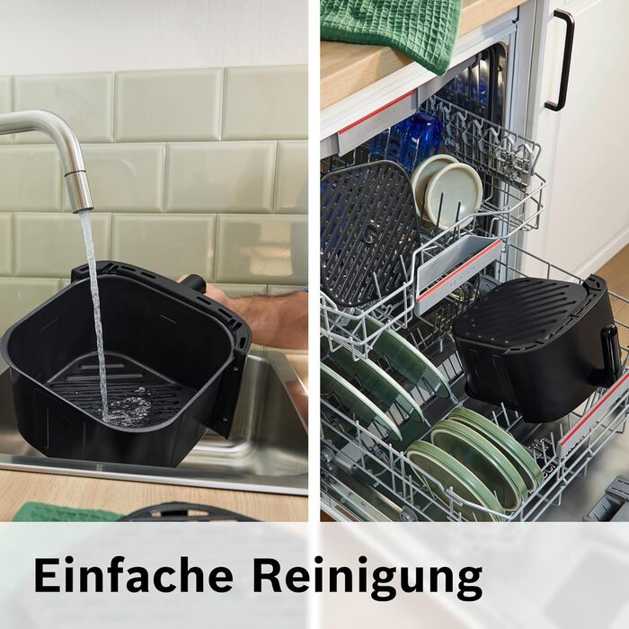 Фритюрниця повітряна Bosch Serie 4, XL, 6.1 л, чорна, 7 програм, розморожування, підігрів, сенсорний дисплей, MAF462B0