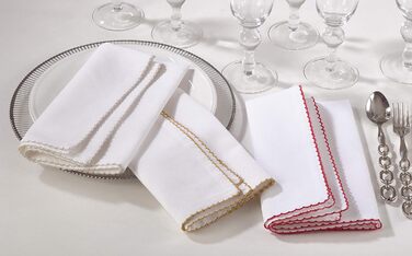 SARO LIFESTYLE 1442 Recotting Collection Whip Stitched Design Dinner Napkins, Gold - Set of 4 Pcs, 20