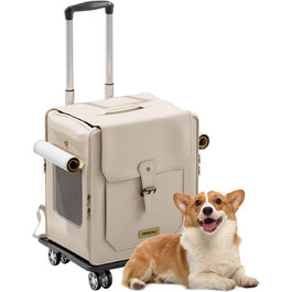 Рюкзак для тварин Galatée з колесами, візок для домашніх тварин, сумка для подорожей з собаками з знімними колесами, рюкзак для собак з сітчастими вентиляційними вікнами (зелений) (білий)