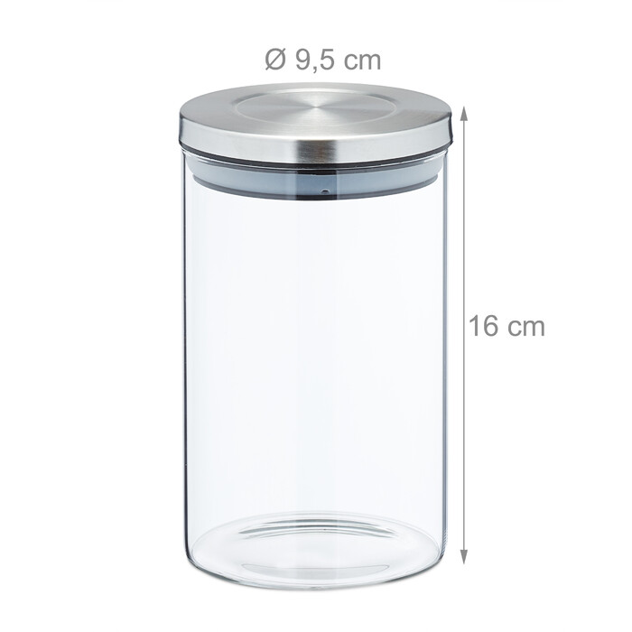 Relaxdays Storage Jars, Set of 3, each 800 ml