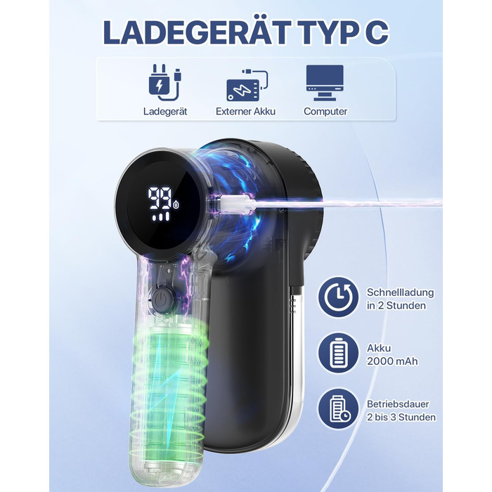 Електричний видалення ворсу Fusselrasierer: USB зарядка 2000mAh, LED-дисплей, 3 режими, 3 змінні насадки для одягу та ковдр (чорний)