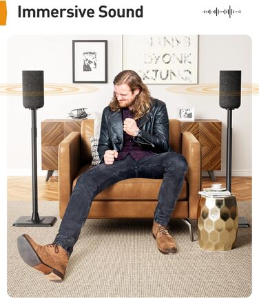 Підставка для колонок Perlegear PGSS12 - пара, регульована висота 83.8-106.7 см, для сателітів, з кабелеуправлінням, 6 кг