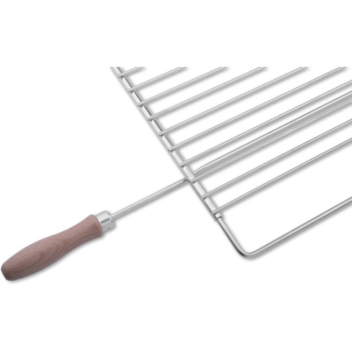 FVLFIL Deos-Grill Stainless Steel Grill Grate with Adjustable Width 55-65X37cm made of European Stainless Steel with Wooden Handles, Adjustable Grill Grate, Extendable Grill Grate