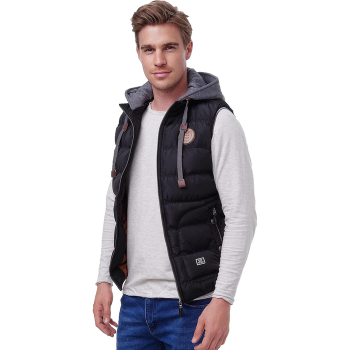 Чоловіча тепла жилетка Backrock Sim-Fit з відстібаною капюшоном та стійким коміром. Степлена жилетка, чорна, розмір L