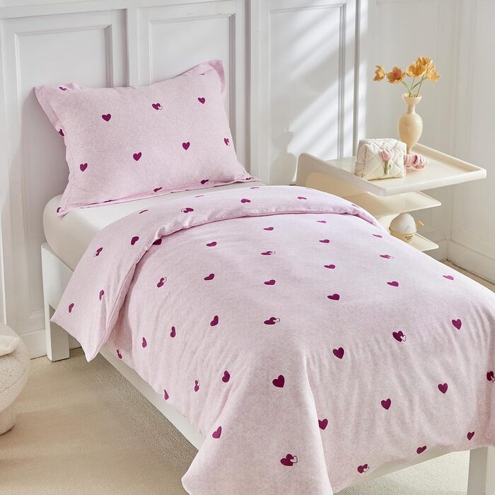 Дитяча постільна білизна для ліжечка, зелений квітковий принт, комплект для дівчинки, м'який двосторонній комплект з подушкою, 120 x 150 см, зелений/квітковий (Violetter Stern)