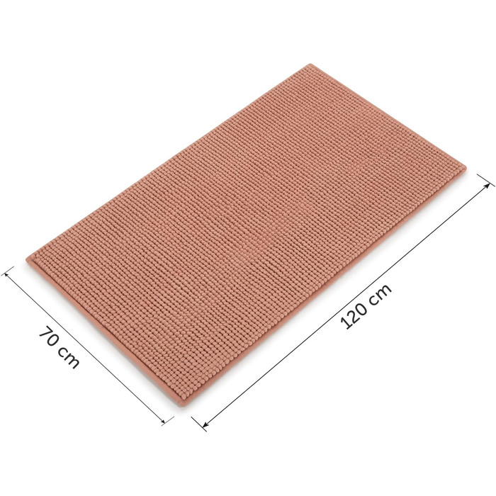 Килимок для ванної Blumtal Chenille 40x60 см - сертифікований Oeko-TEX, нековзний, миючий, сірий (Dusty Pink, 120x70 см, прямокутний)