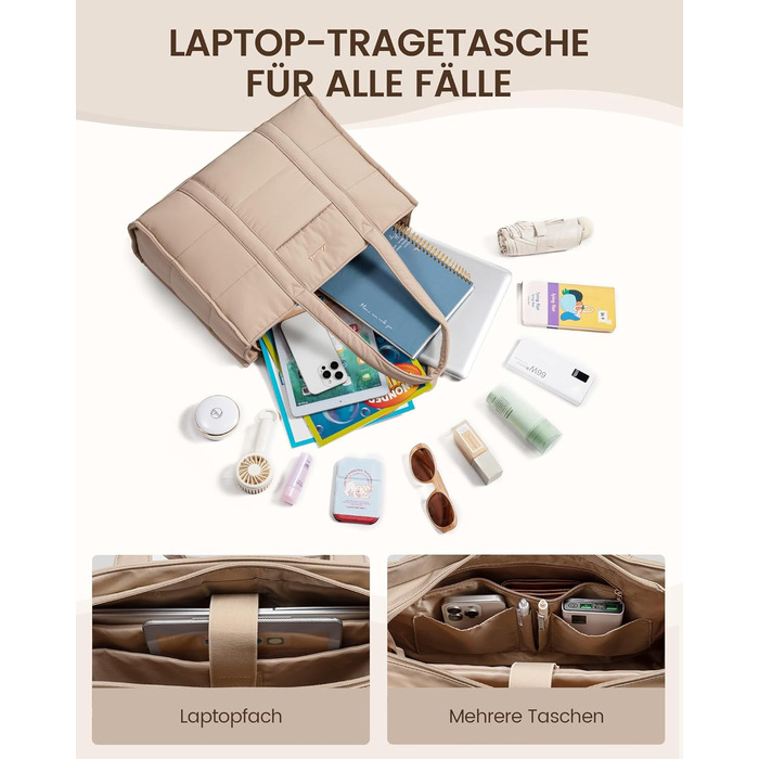 Сумка для ноутбука LOVEVOOK 15.6 дюймів, велика містка сумка-шоппер для роботи, навчання та подорожей, жіноча, хакі