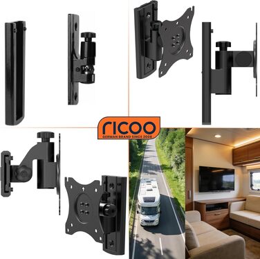 Настінний кронштейн для телевізора RICOO S0644 поворотний та нахильний, для Smart TV та вигнутих екранів 32-55 дюймів, до 35 кг, VESA 400x400 мм, чорний