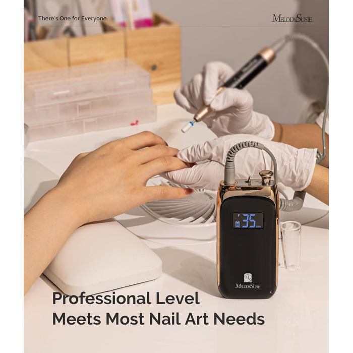 Професійний електричний нейл-дриль MelodySusie для манікюру та педикюру, акумуляторний, бездротовий, чорний