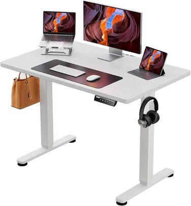 Ергономічний електричний стіл ErGear 100x60 см, регульована висота, комп'ютерний стіл для домашнього офісу, 4-пам'яті, білий