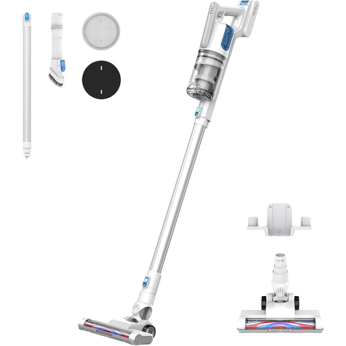 Eureka BR5 Slim Cordless Vacuum Cleaner, Lightweight, 2-in-1 Stick Vacuum with Brushless Motor, 250W Strong Suction Power, Quiet Cordless Vacuum for Hard Floors and Carpets