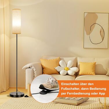 Стійка лампа FRIDEKO HOME для вітальні: сучасний дизайн, RGB, диммування, керування з пульта, музичний режим, чорний цоколь. Підходить для офісу, спальні та вітальні.