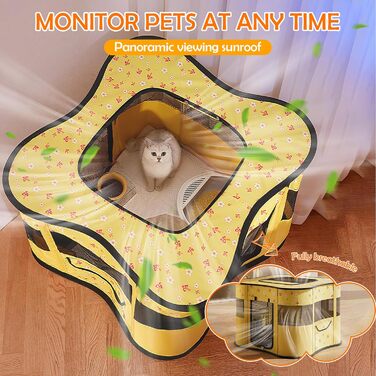 Портативний вольєр для цуценят ALLSOPETS: складаний загін для котів та собак, переносна клітка-будка з боковою кишенею (зелений, L)