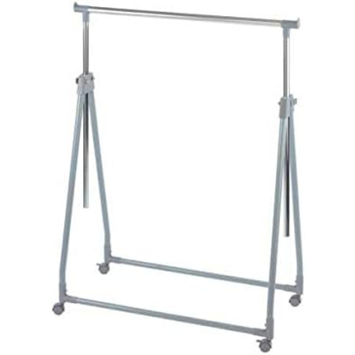 WENKO Clothes Rack Folding, Clothes Storage with Adjustable Clothes Rail and Wheels, Plastic/Metal, 88 x 100-168 x 11-49 cm, Chrome/Grey