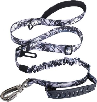 Міцна собача лінія, тактична собача лінія з автофіксатором для великих собак до 68 кг, 1,8 м, амортизуюча, рулетка, подвійний руків'я, для тренування собак