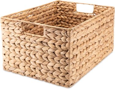 Water Hyacinth Woven Storage Basket - Seagrass Rectangular - Set of 2 (3 Pieces L (14.5in x 11in x 7.8in))
