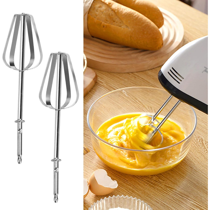 Електричний ручний міксер з нержавіючої сталі, 7 швидкостей, 2 насадки для збивання та 2 гаки для тіста - для кухні