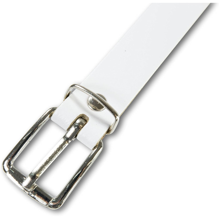 Чоловічий шкіряний ремінь Damengürtel з перфорацією, срібна пряжка, ширина 3 см, білий, виготовлено в Німеччині