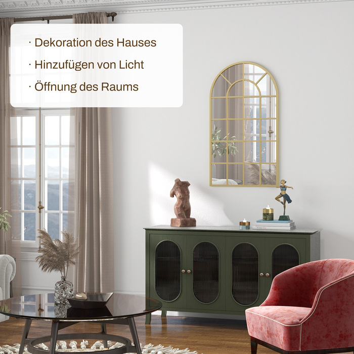 HOMCOM Wall Mirror, Wardrobe Mirror, 110 x 62cm Decorative Hanging Mirror with Metal Frame for Bedroom & Living Room in Gold