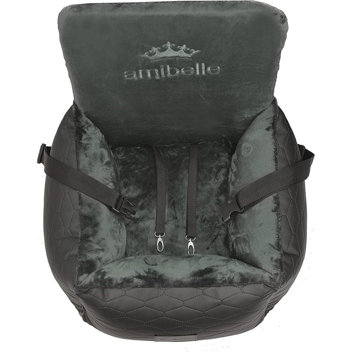 Автокрісло для собак та котів Bella Schwarz, чорний, штучна шкіра, 55x55 см, універсальне, миється