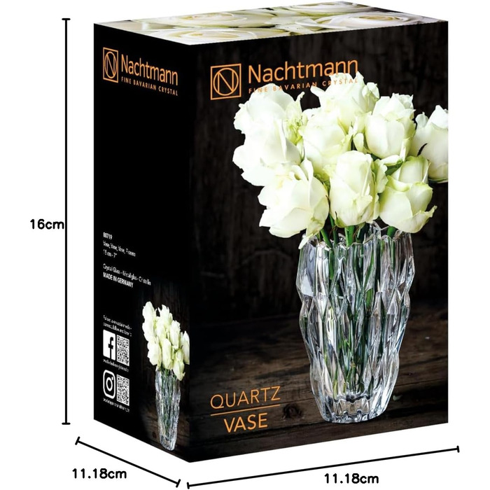 Ваза Nachtmann Quartz з кришталевого скла, 16 см, для квітів, стіл, миття в посудомийній машині