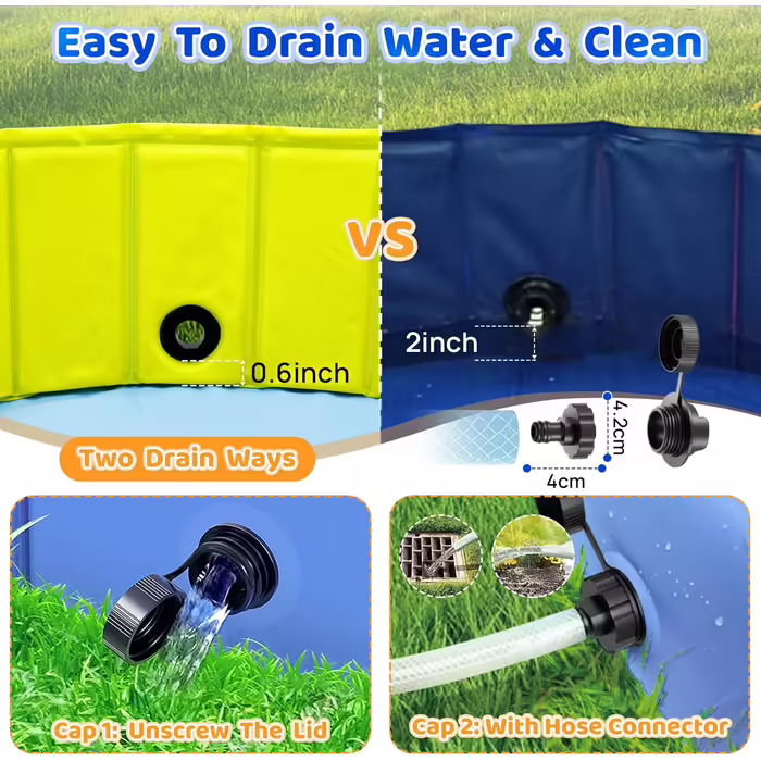COZII Dog Pool, 160 x 30cm Dog Pool for Large and Small Dogs, Foldable Dog Bathtub, Splash Pool for Children, Portable Dog Pool with Non-Slip PVC and Bath Brush