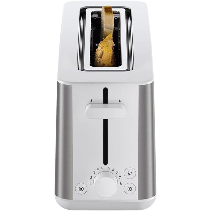 Braun Toaster PurShine HT 1610 WH, 25cm bread slots, 8 browning levels, reheat & defrost function, bread roll attachment, crumb tray, 1030W, White