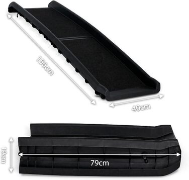 Рампа для собак Lionto до 90 кг, чорна, 156x40 см - навантажувальні бортики багажника, з антиковзким покриттям, для здоров'я суглобів