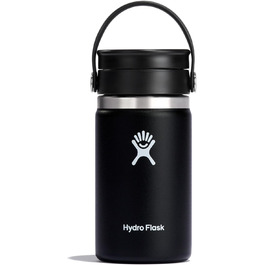 Hydro Flask 12 oz Stainless Steel Vacuum Insulated Travel Thermos - Leakproof Lid - Black
