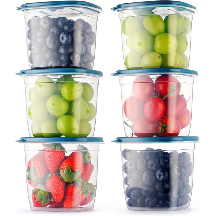 Контейнери для їжі EFISH 20 шт. Прямокутні, пластикові, з кришкою, 500 мл. Набір для школи, роботи, подорожей.