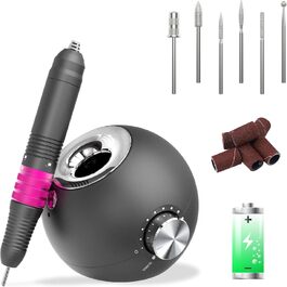 Електричний набір для манікюру та педикюру Delanie з фрезером 35000 об/хв (6 в 1) для гелю, полігелю, акрилу, з насадками, акумуляторний, сірий