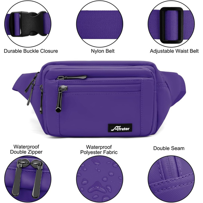 Гірчатка на пояс для жінок та чоловіків, водонепроникна, з тримачем для пляшки, універсальна, для піших прогулянок, вигулу собак, активного відпочинку (A-лілова)