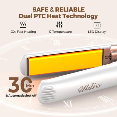 Праска для волосся UKLISS Profi 2-в-1 з керамікою та іонізацією, 260°C, LCD-дисплей, для всіх типів волосся
