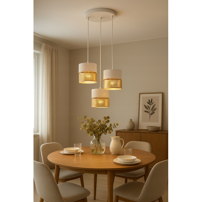 Настільна нічна лампа з ажурним золотистим абажуром, патрон E27, LED