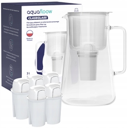 Скляний фільтр-глечик AquaFloow ClassGlass White + 6 фільтрів Class