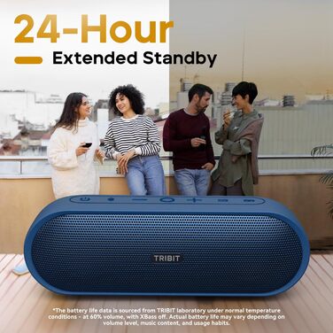 Tribit XSound Plus 2: Портативна Bluetooth колонка 30W, IPX7, 24 год, XBass, Bluetooth 5.3, синій