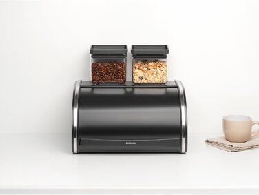 Брабантія Rollbrotkasten - компактна коробка для зберігання хліба, багелів та булочок, сталь, чорний матовий, середній розмір