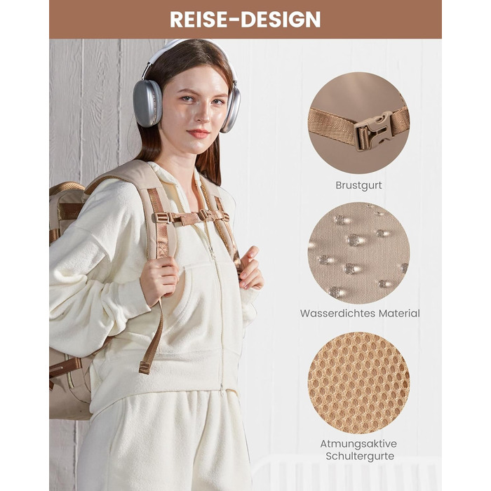 LOVEVOOK Рюкзак ручної поклажі, 40L, для ноутбука 17