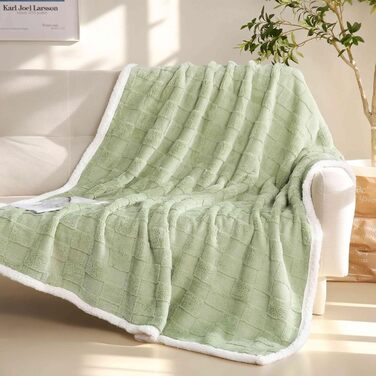 Плед Gracelife Sherpa з м'якого флісу, великий, теплий, 150 x 200 см (80'*90', світло-сірий)