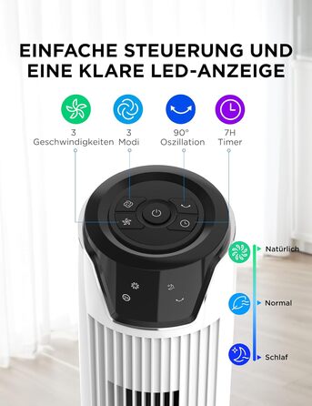 Вентилятор підлоговий Midea FZ10-26MR(BL) 96 см з пультом, 33 дБ, LED дисплей, 4 режими, для спальні та офісу, білий