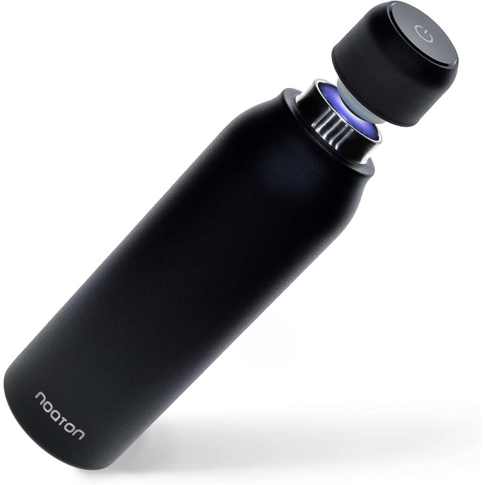 Naturaq Schwarz 600 ml, UV-C, Water Purifier, Self-Cleaning Stainless Steel Insulated Water Bottle, Thermos, Lightweight, for Camping, Hiking, Travel