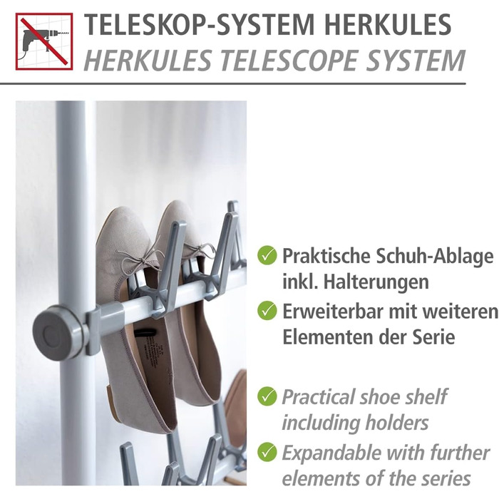WENKO Telescopic System Hercules - adjustable organization system, wardrobe system (shoe holder)