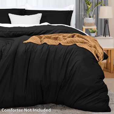 Комплект постільної білизни Utopia Bedding: ковдра 203x228 см, 2 наволочки, чорний, мікрофібра