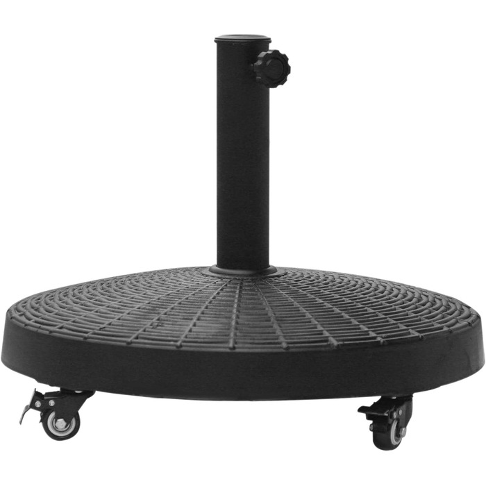 Outsunny Parasol Stand Umbrella Stand Umbrella Holder Umbrella Base 25 kg Rattan-look Stand Umbrella Ø38/48 mm with Wheels Resin + Metal Black Ø52 x 41 cm