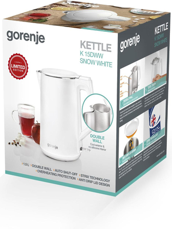 Електричний чайник Gorenje K15DWW, 2200 Вт, 1,5 л, білий